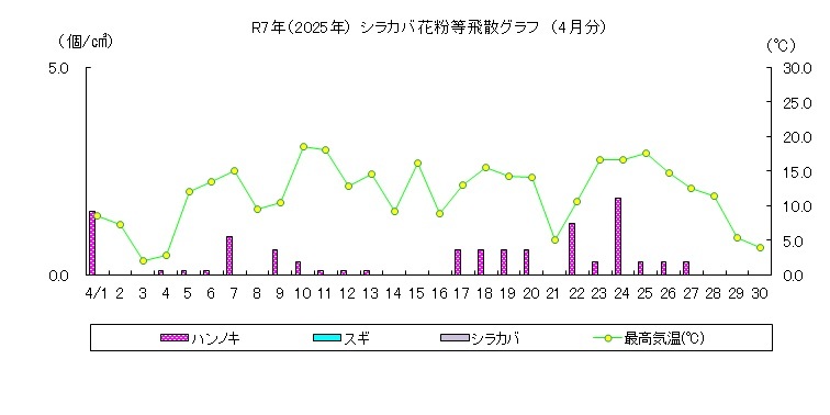 シラカバ花粉等飛散情報（4月）