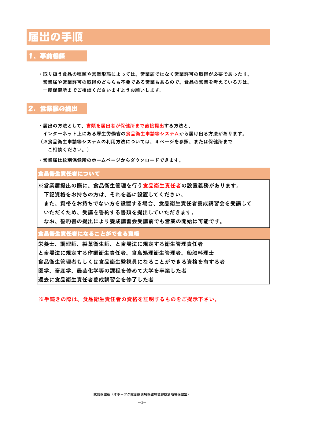 届出の手順